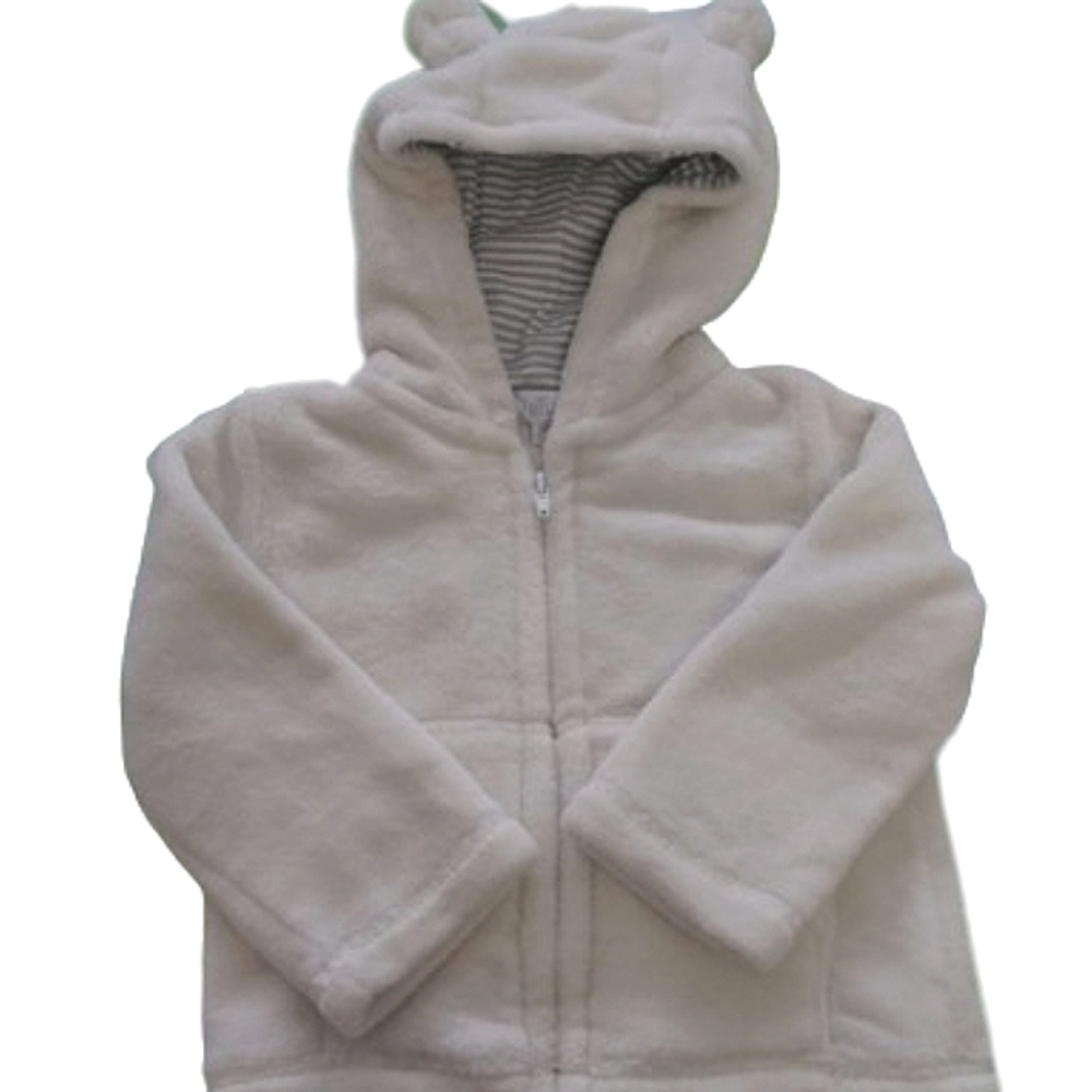 Quiltex NWOT Baby Cotton Creamy Fuzzy Soft Hoodie Toddler Sweater Pockets Top